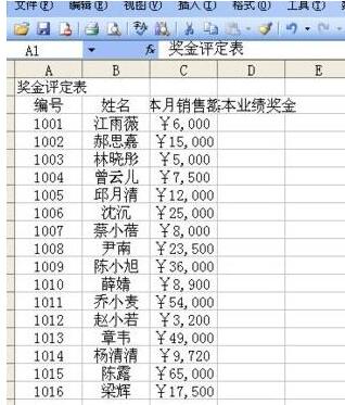 Excel制作奖金评定表的方法介绍