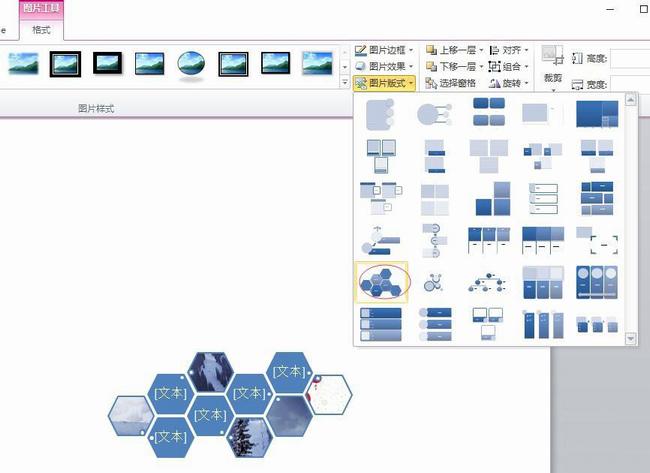 PPT中插入图片版式六边形群集的操作方法