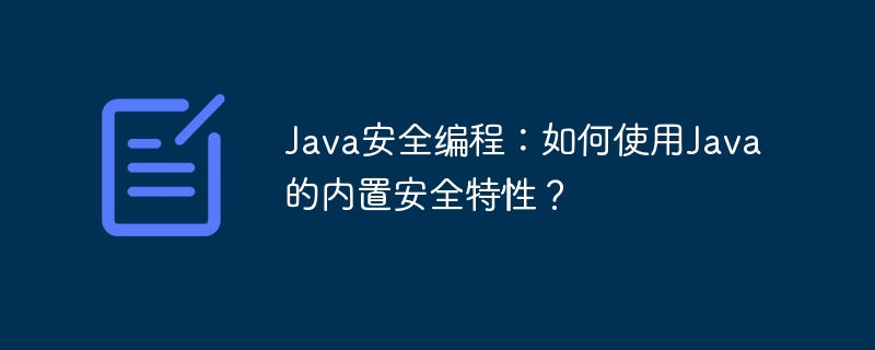 Java安全编程：如何使用Java的内置安全特性？