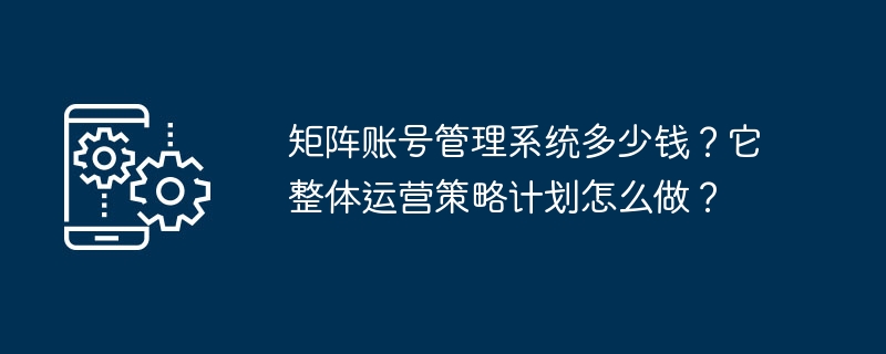 **矩阵账号管理系统价格及运营策略规划**