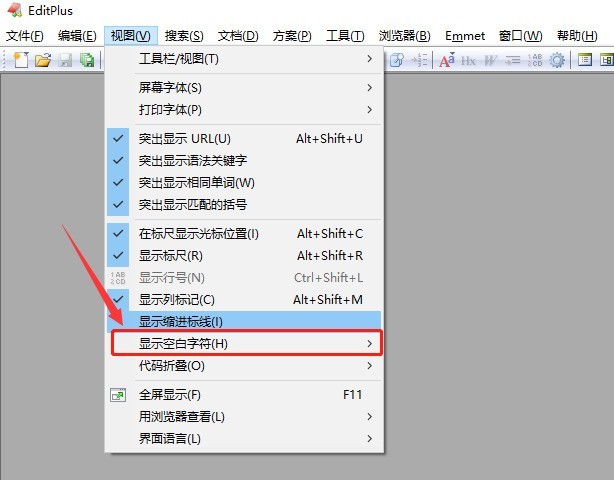 editplus字符怎么全部显示_editplus打开空白字符教程分享