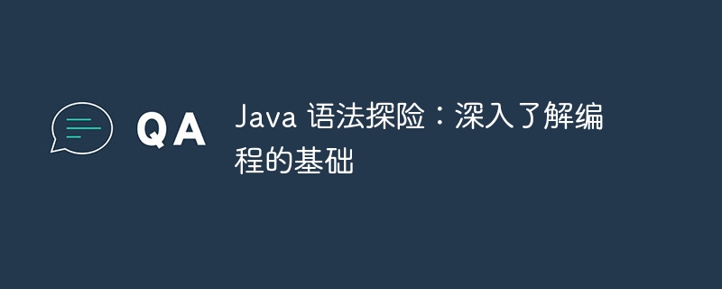 Java 语法探险：深入了解编程的基础