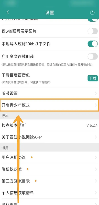 晋江小说阅读青少年模式怎么打开