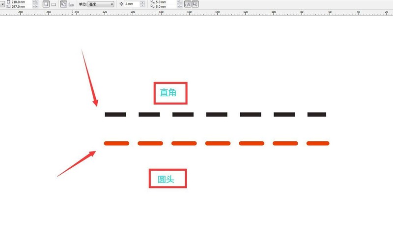 cdr虚线怎么设置圆头 cdr画圆头虚线的技巧