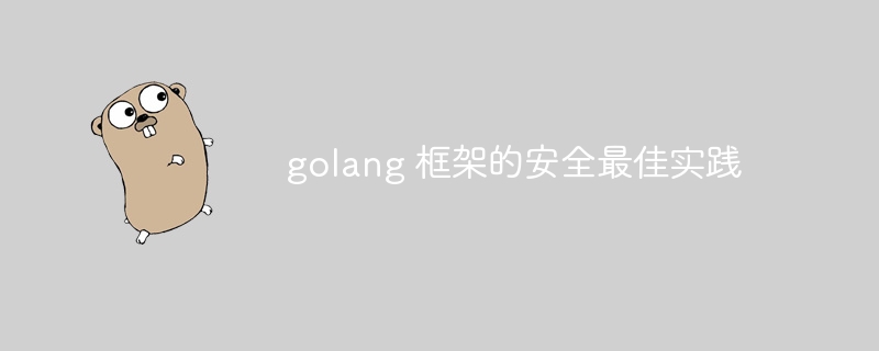 golang 框架的安全最佳实践