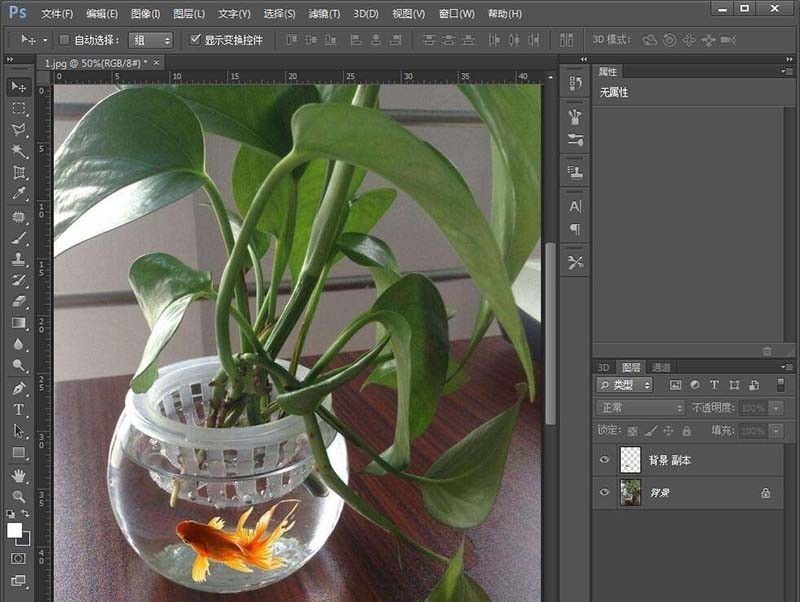 Photoshop在绿萝花瓶中合成小金鱼的图文方法