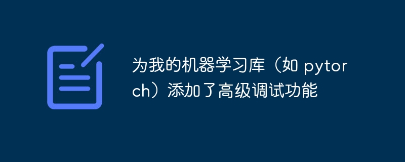 为我的机器学习库（如 pytorch）添加了高级调试功能