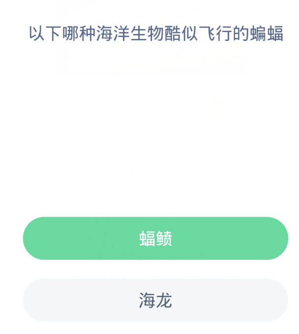 蚂蚁森林神奇海洋4月9日：以下哪种海洋生物酷似飞行的蝙蝠