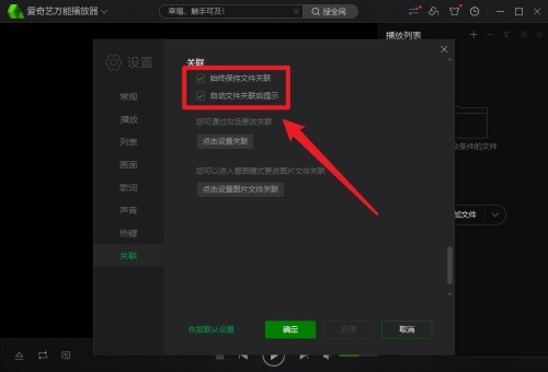 爱奇艺万能播放器怎么开启自动关联文件 爱奇艺万能播放器开启自动关联文件的方法