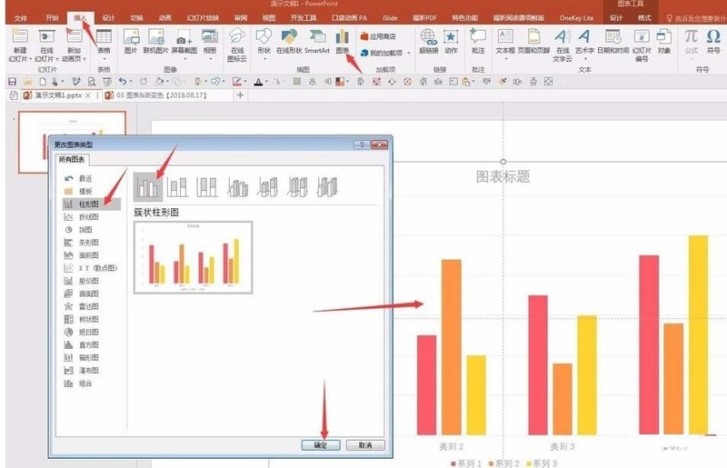 PPT制作折线和柱形混合图表的步骤