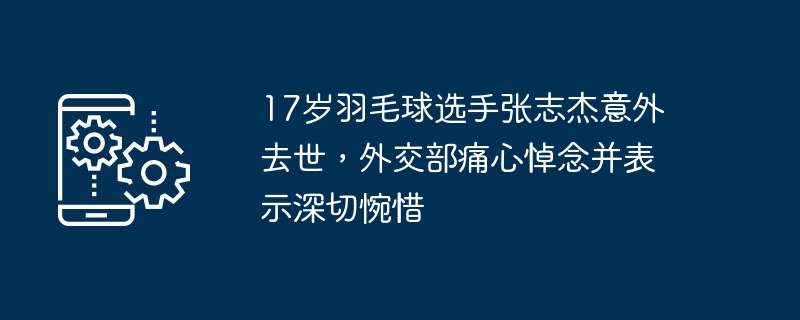 17岁羽毛球选手张志杰意外去世，外交部痛心悼念并表示深切惋惜