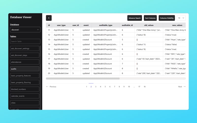 Laravel 数据库查看器