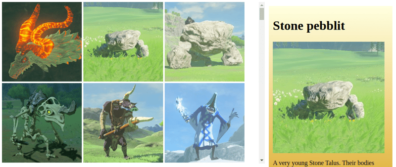 了解如何在 <lines (Modulojs) 中创建 API 支持的 Zelda BOTW 怪物画廊 Web 组件