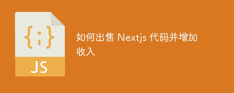 如何出售 Nextjs 代码并增加收入