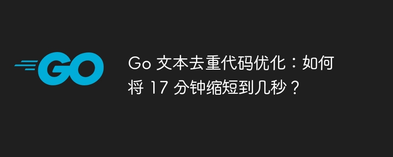 Go 文本去重代码优化：如何将 17 分钟缩短到几秒？