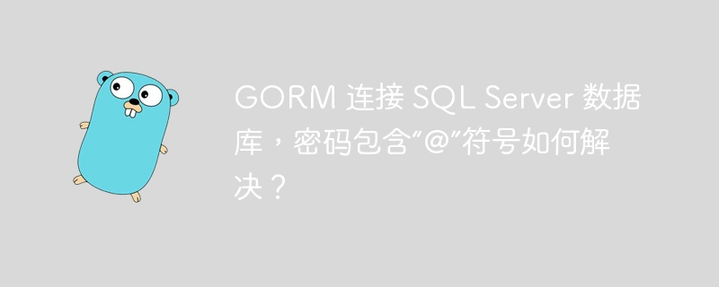 GORM 连接 SQL Server 数据库，密码包含“@”符号如何解决？