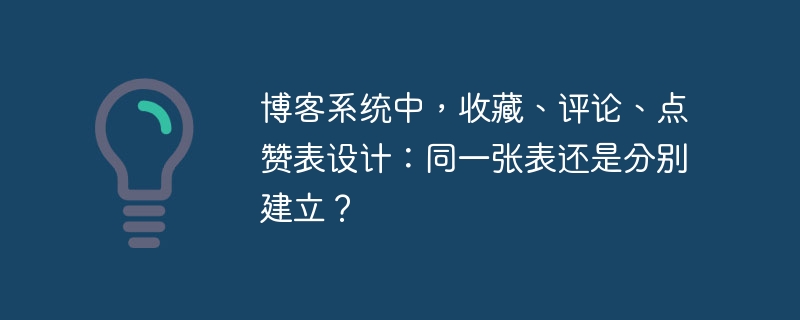 博客系统中，收藏、评论、点赞表设计：同一张表还是分别建立？