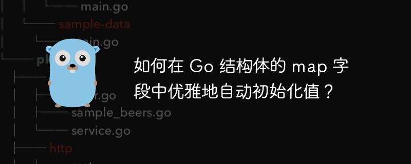 如何在 Go 结构体的 map 字段中优雅地自动初始化值？