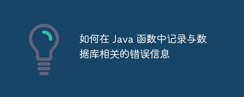 如何在 Java 函数中记录与数据库相关的错误信息