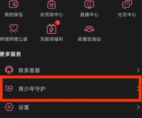 哔哩哔哩青少年守护在什么位置 哔哩哔哩找到青少年守护位置的方法