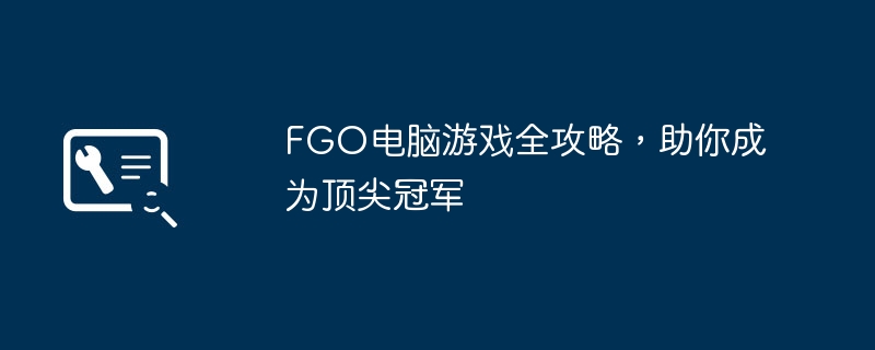 FGO电脑游戏全攻略，助你成为顶尖冠军