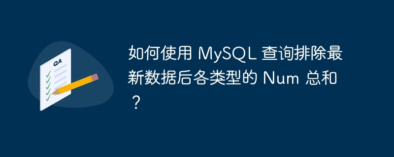 如何使用 MySQL 查询排除最新数据后各类型的 Num 总和？