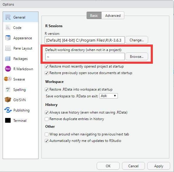 RStudio怎么设置默认工作目录