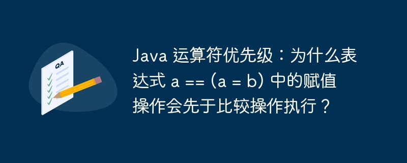 Java 运算符优先级：为什么表达式 a == (a = b) 中的赋值操作会先于比较操作执行？