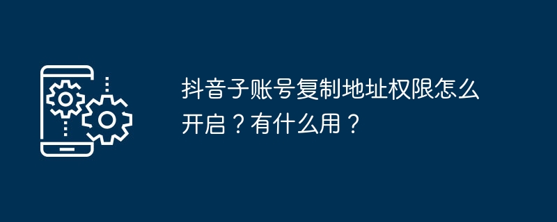 抖音子账号复制地址权限怎么开启？有什么用？