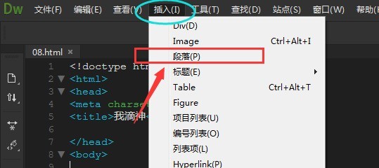 Dreamweaver cs6怎么快速插入段落文字 Dreamweaver cs6快速插入段落文字的方法