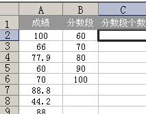 Excel中frequency分数段函数使用操作内容