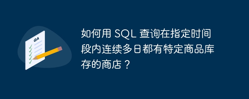 如何用 SQL 查询在指定时间段内连续多日都有特定商品库存的商店？