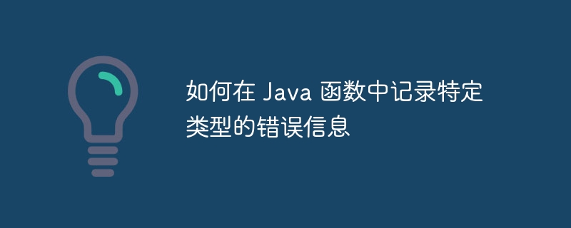 如何在 Java 函数中记录特定类型的错误信息