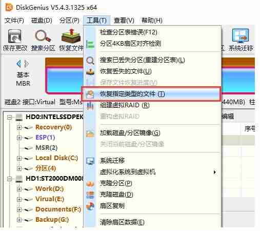 diskgenius怎么恢复指定类型文件？-diskgenius恢复指定类型文件的方法