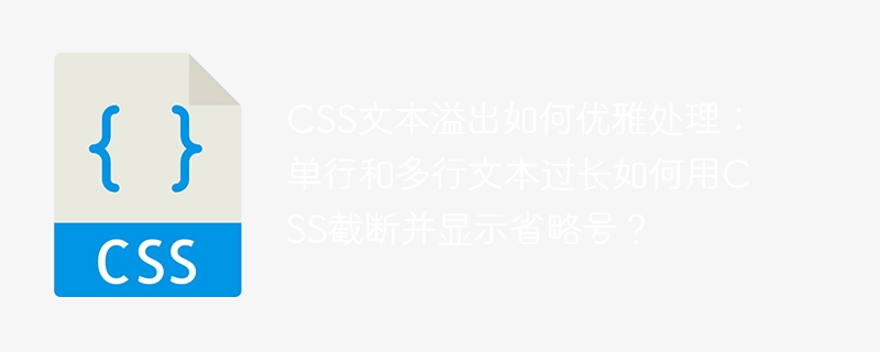 CSS文本溢出如何优雅处理：单行和多行文本过长如何用CSS截断并显示省略号？