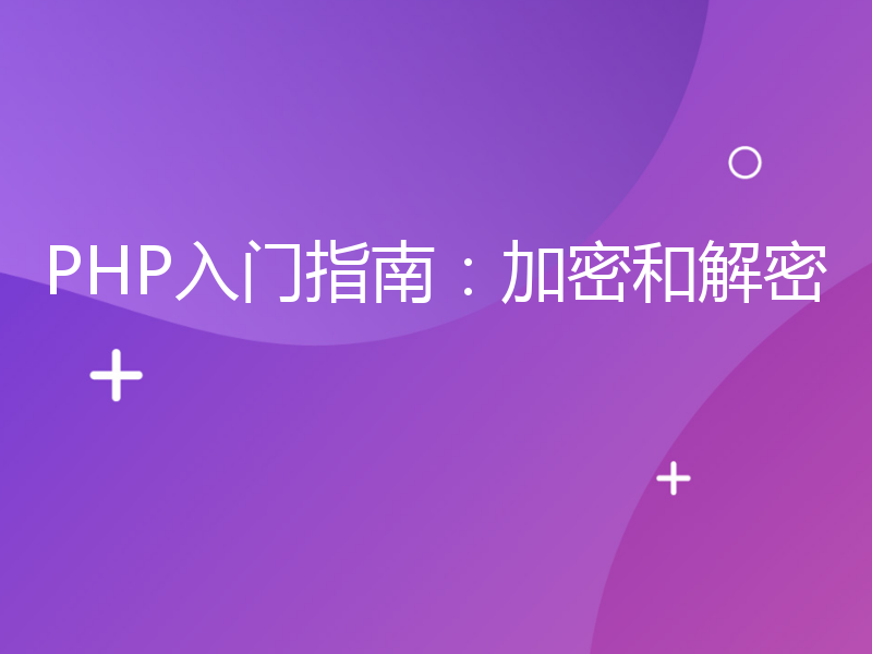 PHP入门指南：加密和解密