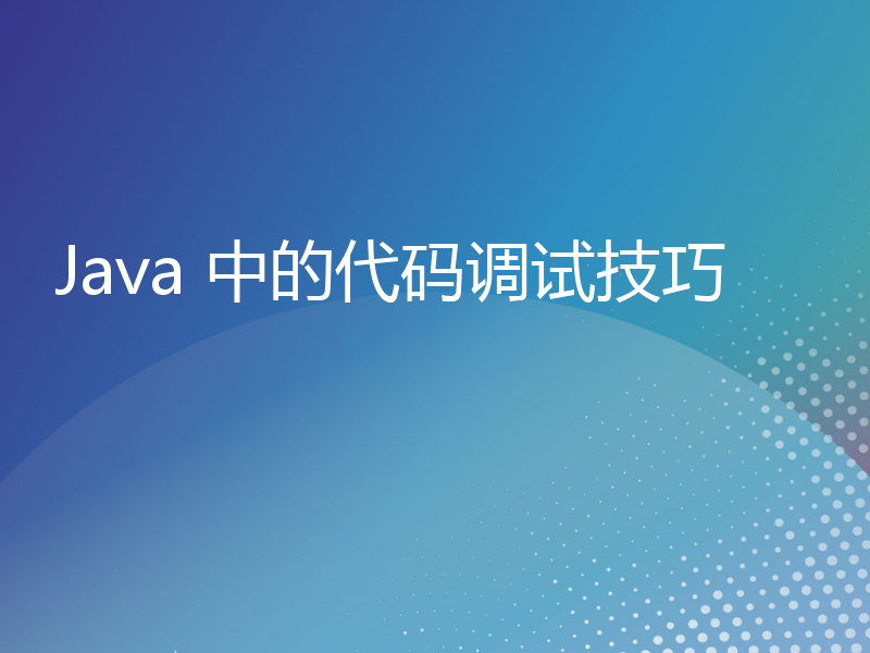 Java 中的代码调试技巧