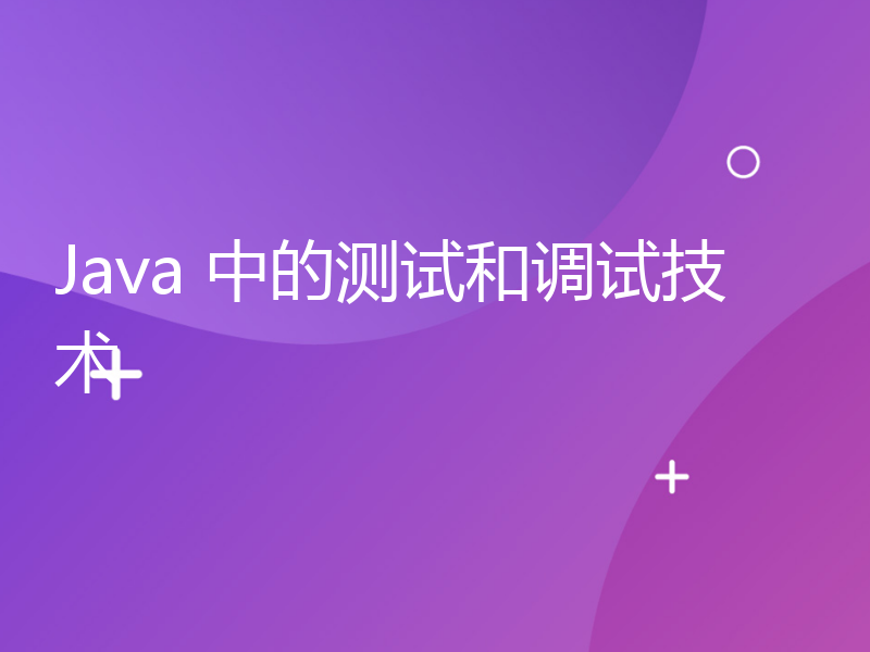 Java 中的测试和调试技术