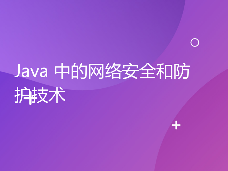 Java 中的网络安全和防护技术