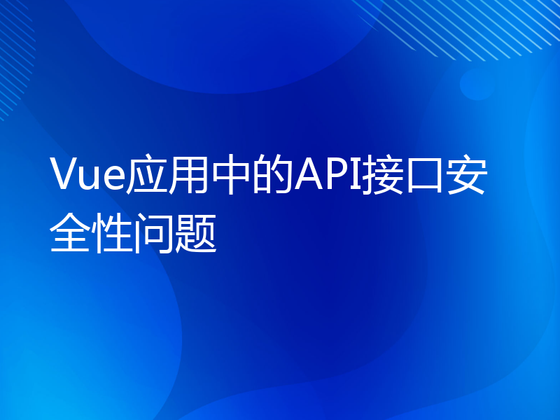 Vue应用中的API接口安全性问题