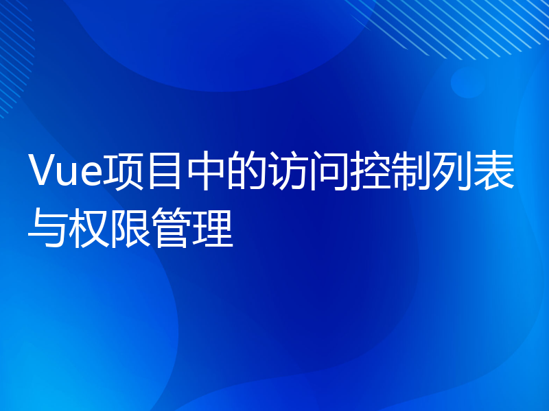 Vue项目中的访问控制列表与权限管理