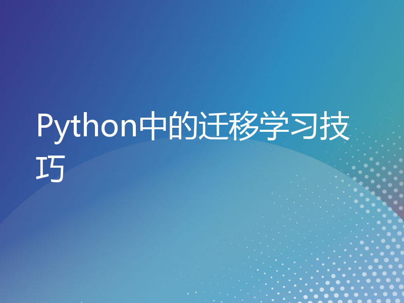 Python中的迁移学习技巧