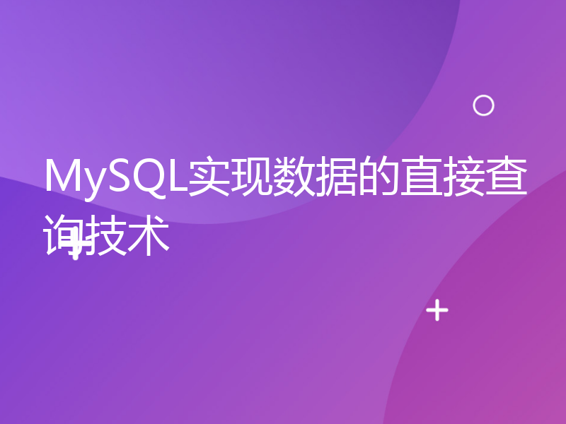 MySQL实现数据的直接查询技术