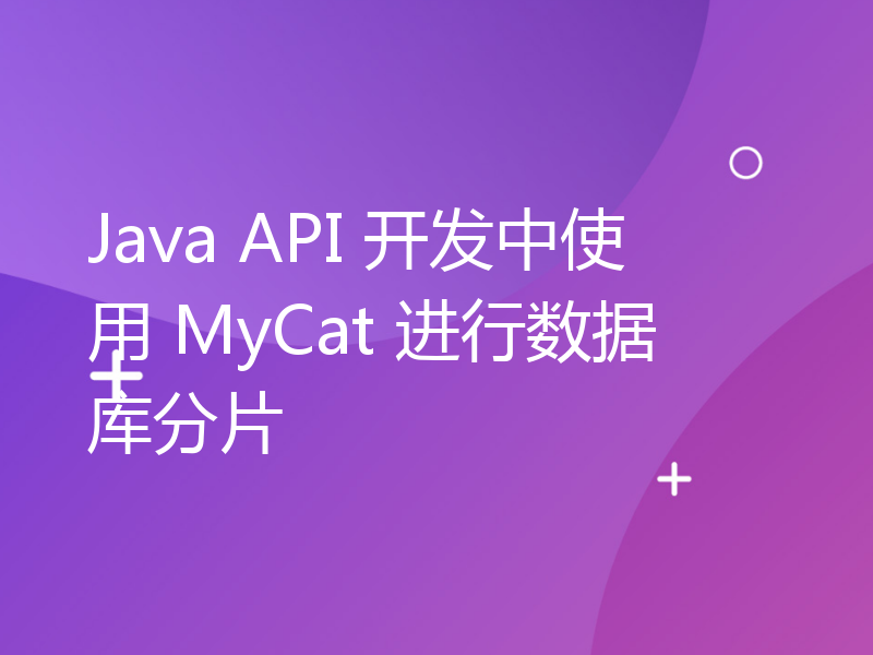 Java API 开发中使用 MyCat 进行数据库分片