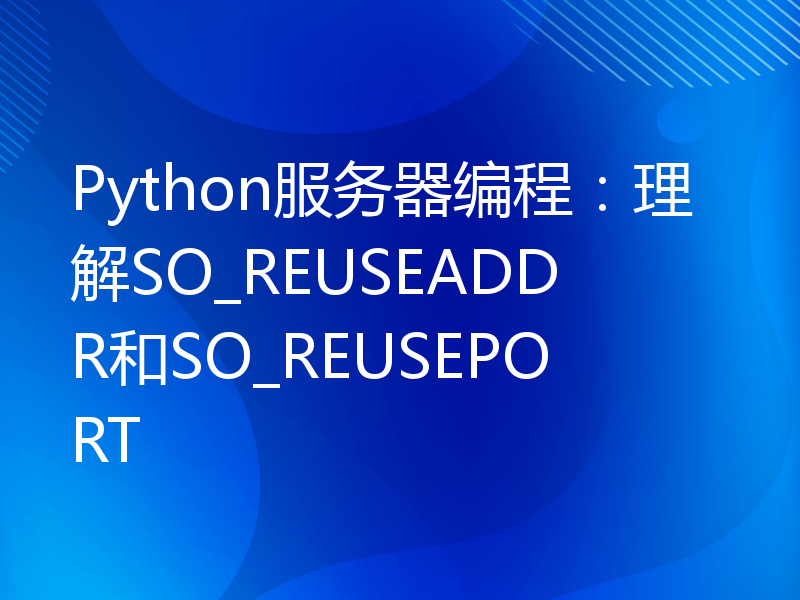 Python服务器编程：理解SO_REUSEADDR和SO_REUSEPORT