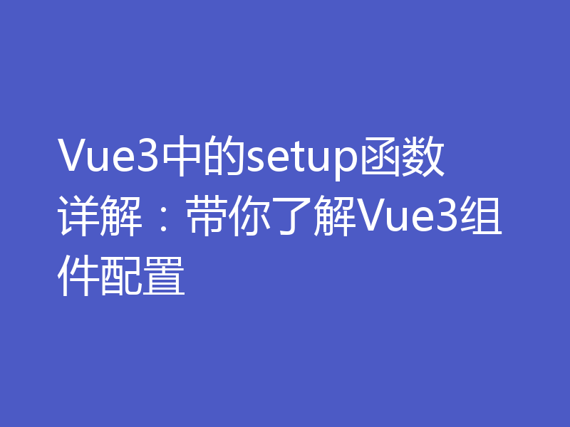 Vue3中的setup函数详解：带你了解Vue3组件配置