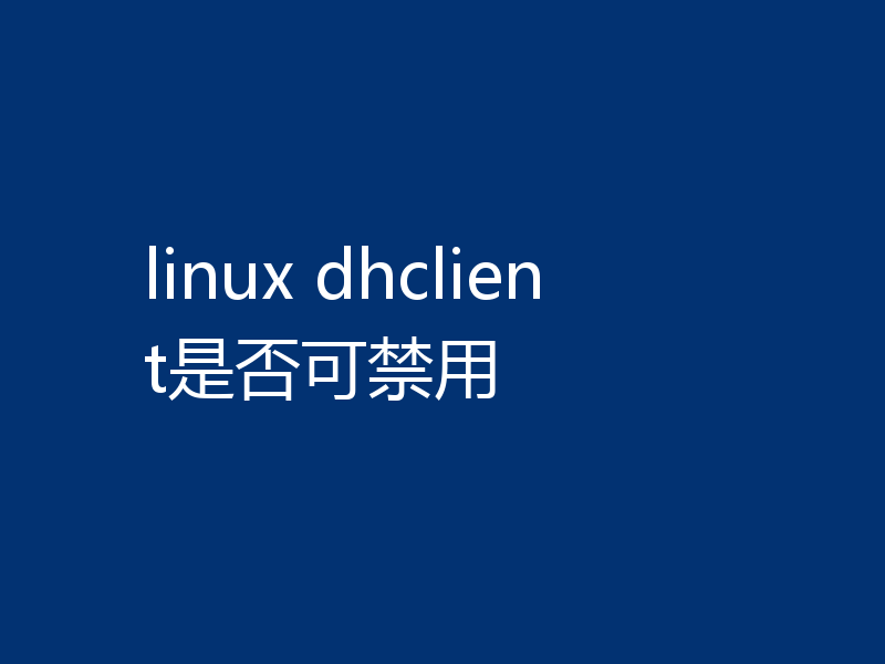 linux dhclient是否可禁用