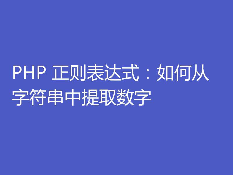 PHP 正则表达式：如何从字符串中提取数字