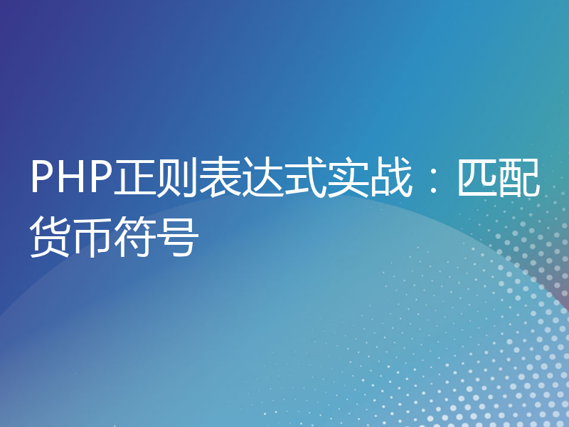 PHP正则表达式实战：匹配货币符号