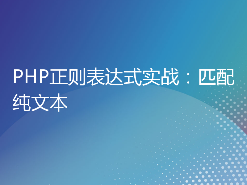 PHP正则表达式实战：匹配纯文本